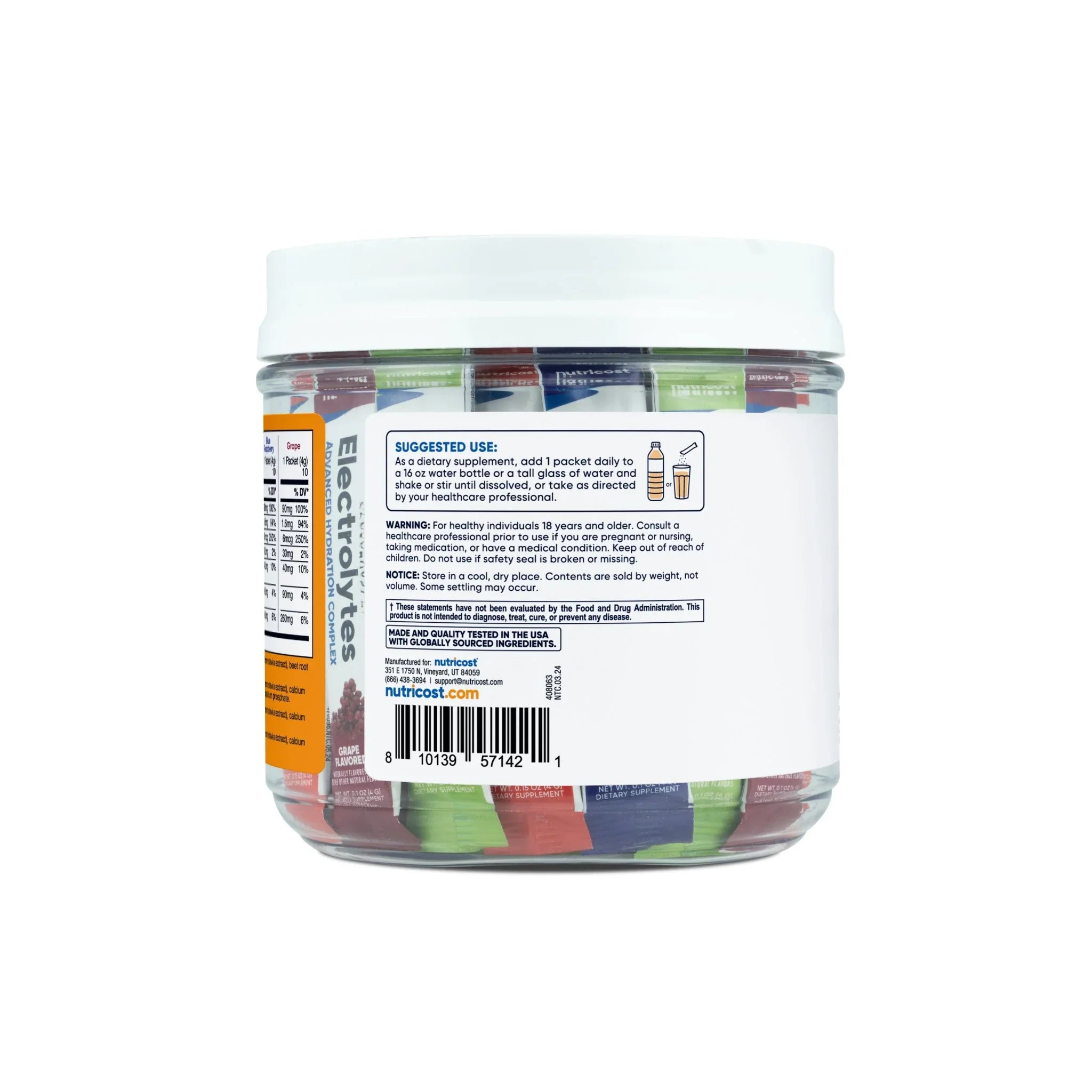 Nutricost Electrolytes Hydration Stick Packs (40 Pack)