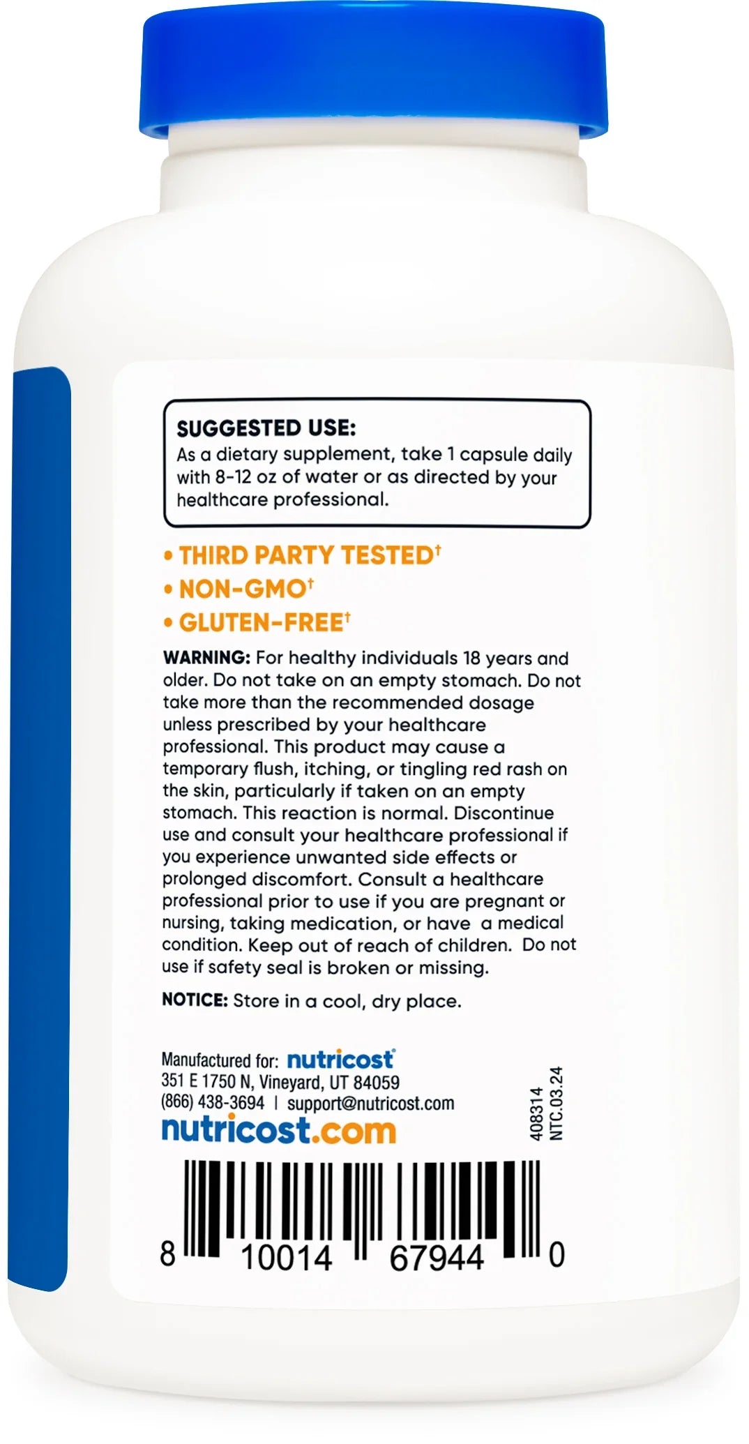 Nutricost Vitamin B3 Niacin Capsules