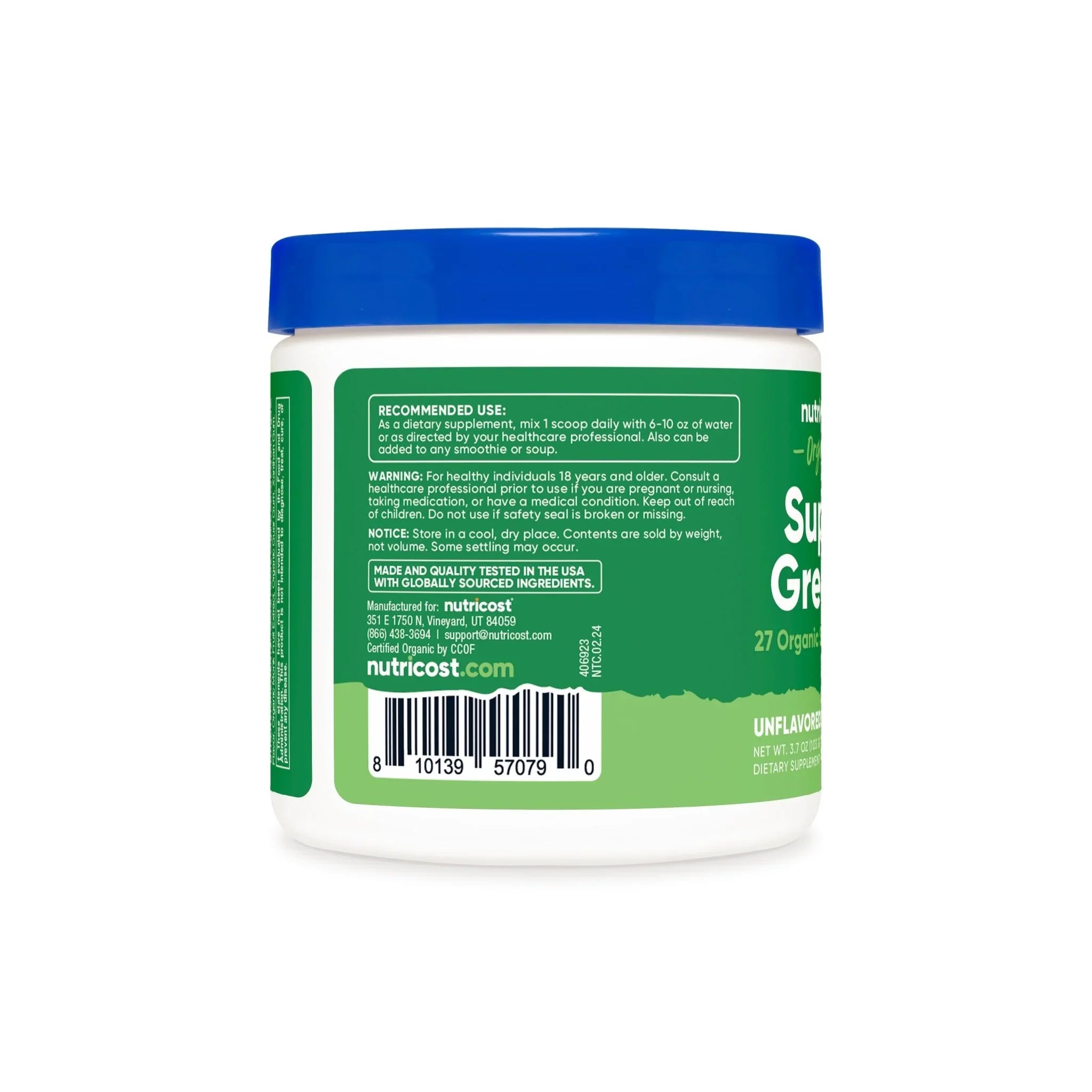 Nutricost Organic Super Greens Powder - 10 Servings