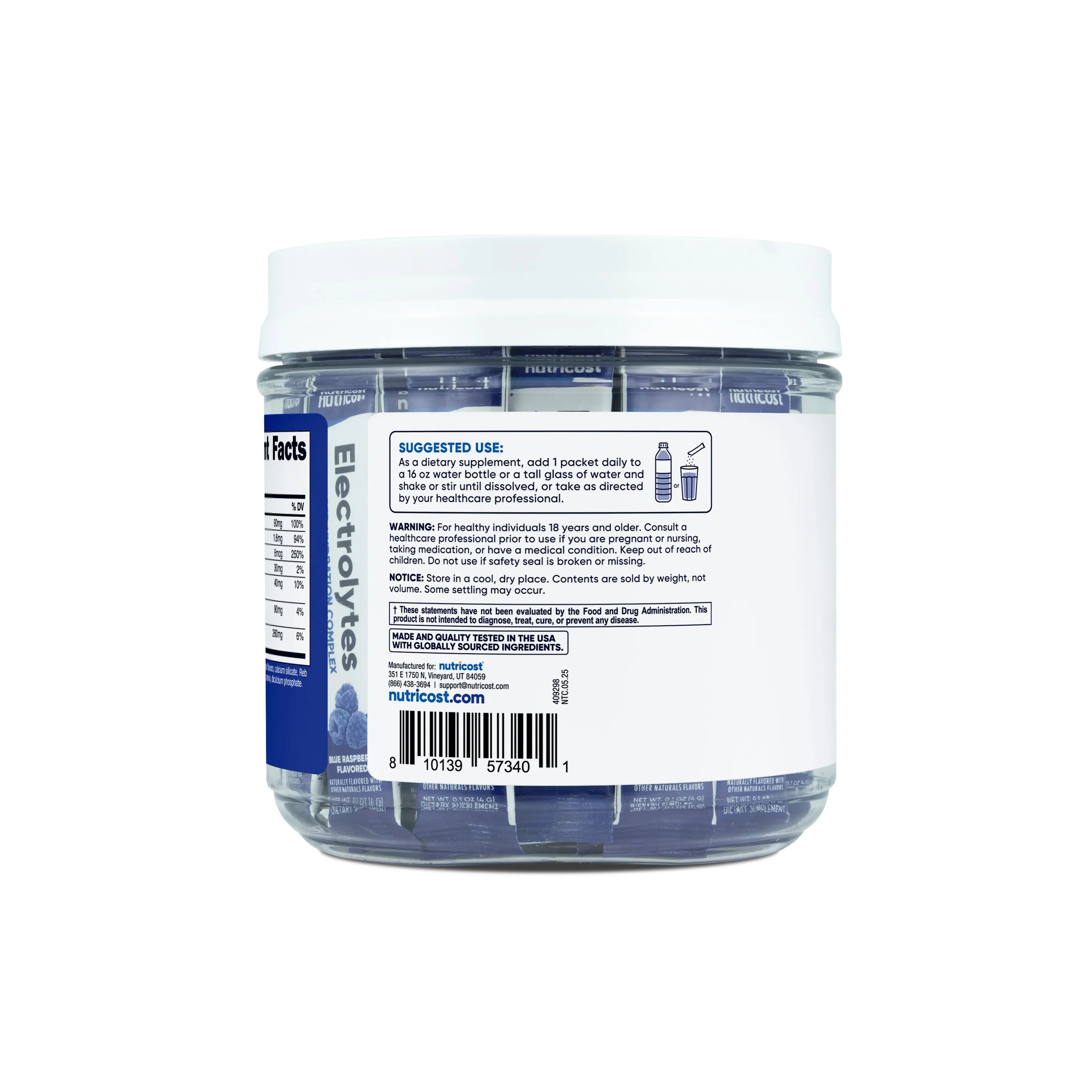 Nutricost Electrolytes Hydration Stick Packs (40 Pack)