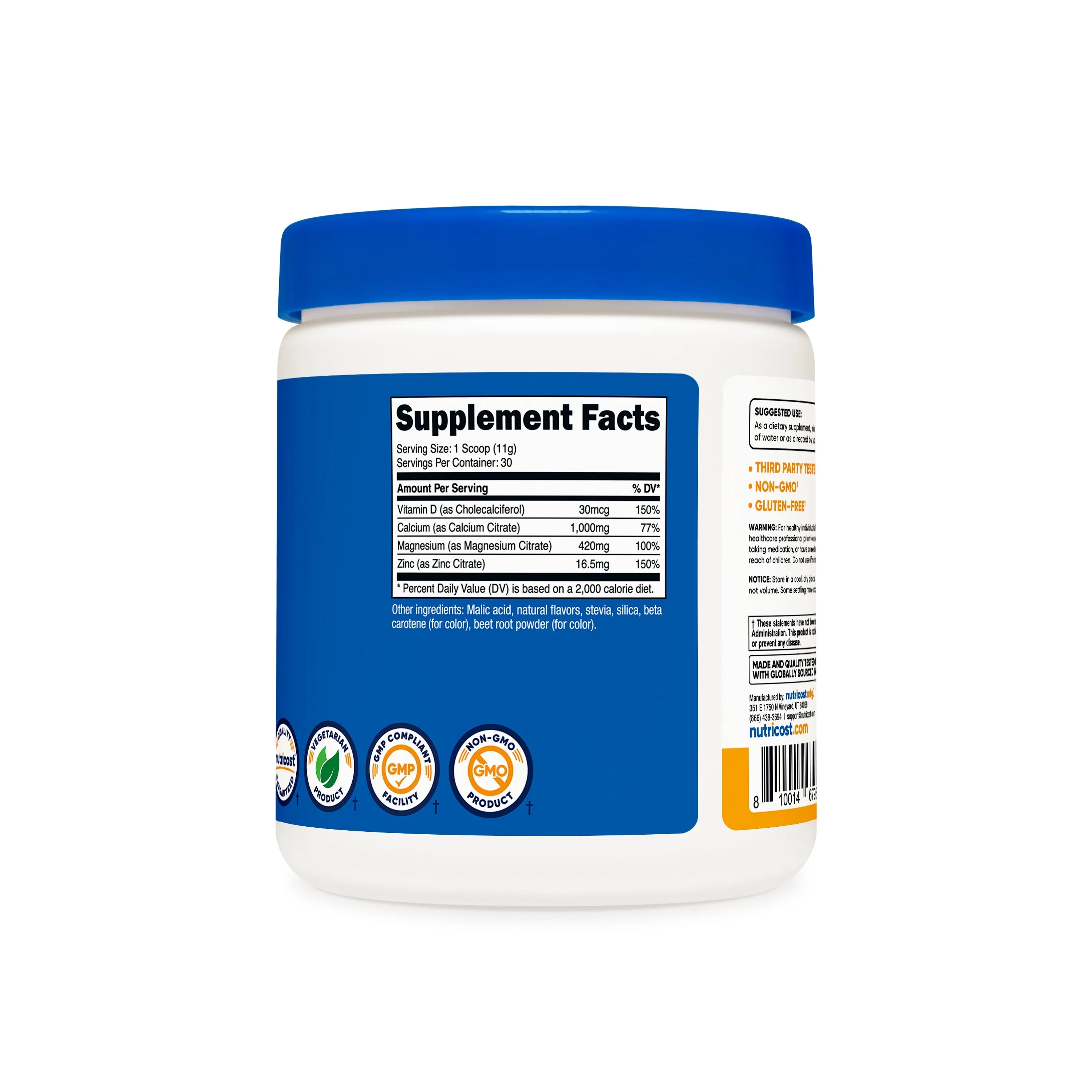 Nutricost Calcium + Magnesium + Zinc Citrates with Vitamin D3 Powder