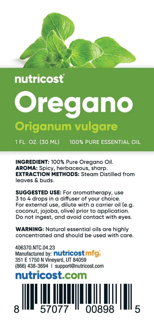 Nutricost Essential Oils (100% Pure Oregano, Peppermint, Melaleuca, or Lavender Oil)