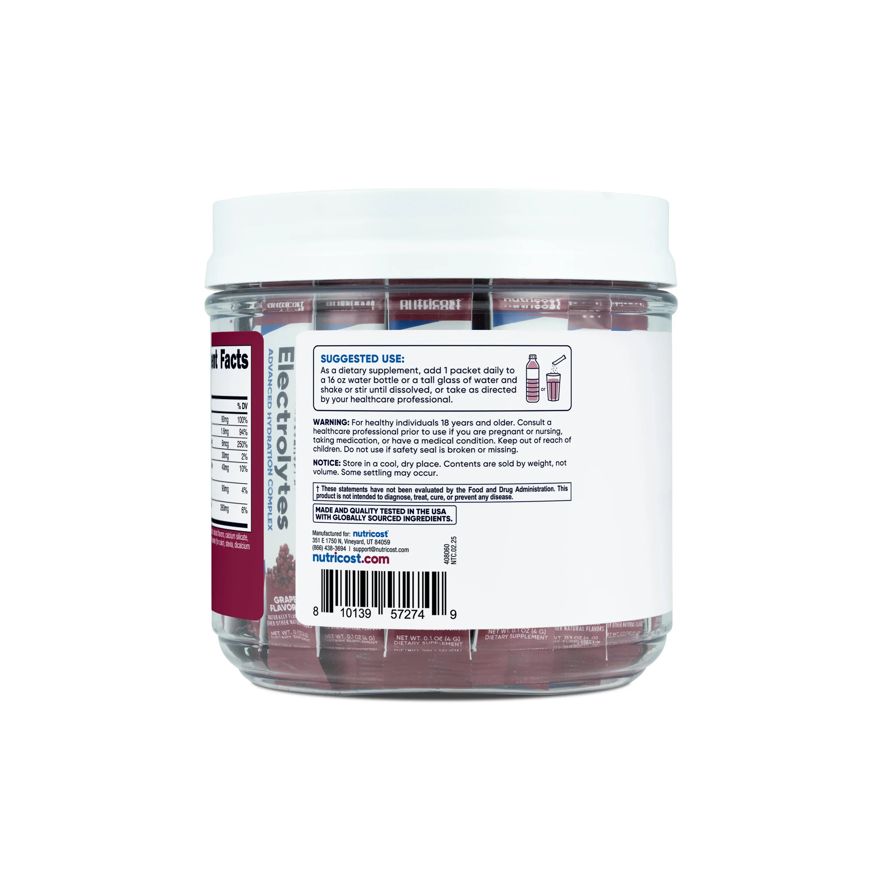 Nutricost Electrolytes Hydration Stick Packs (40 Pack)